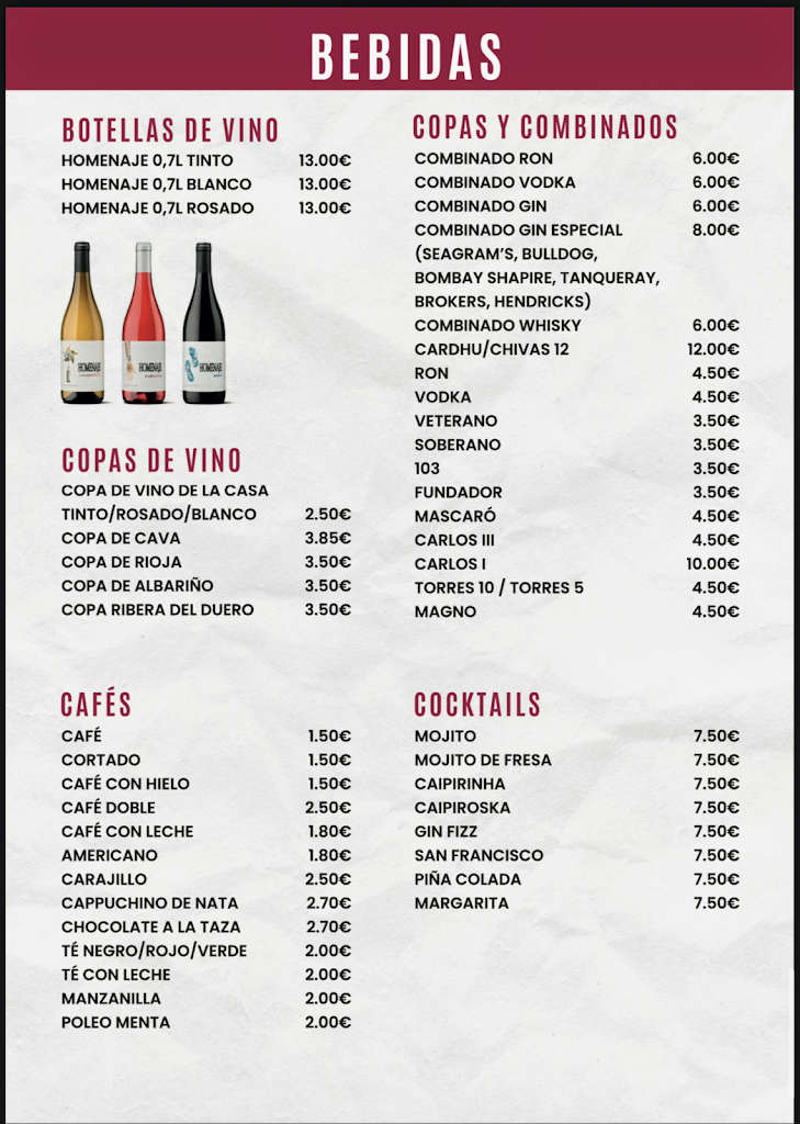 Restaurante Cal Catala — Carta