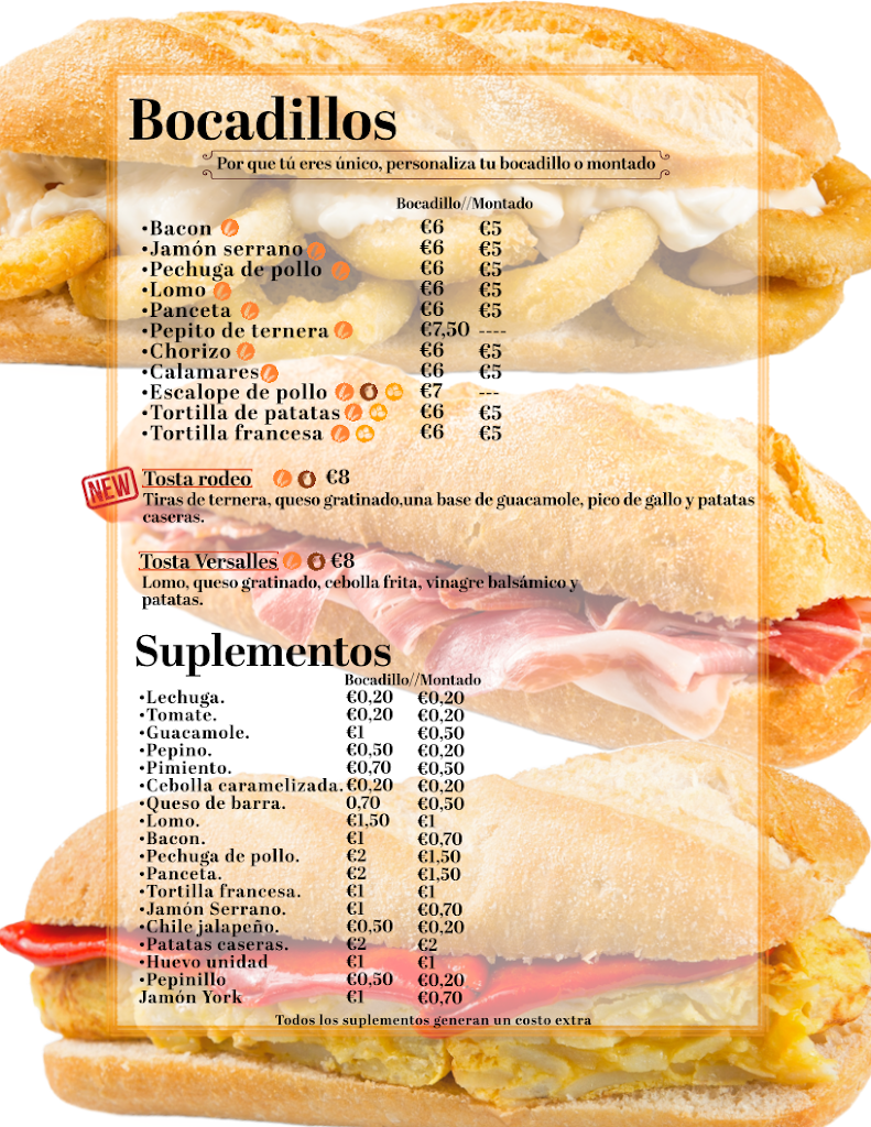 Restaurante Versalles — Carta