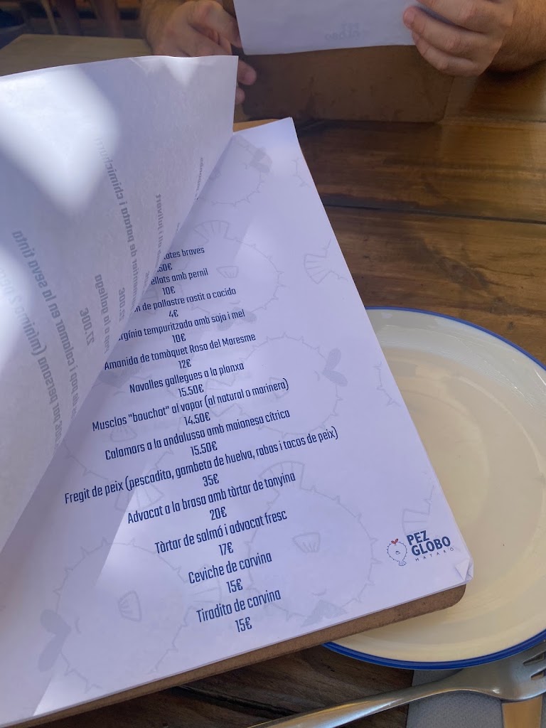 Restaurante Pez Globo — Carta