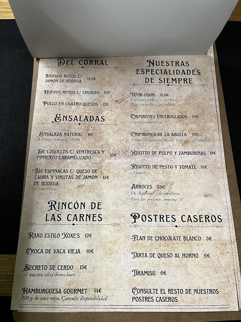 Taperia Vinoteca Xoxe's — Carta