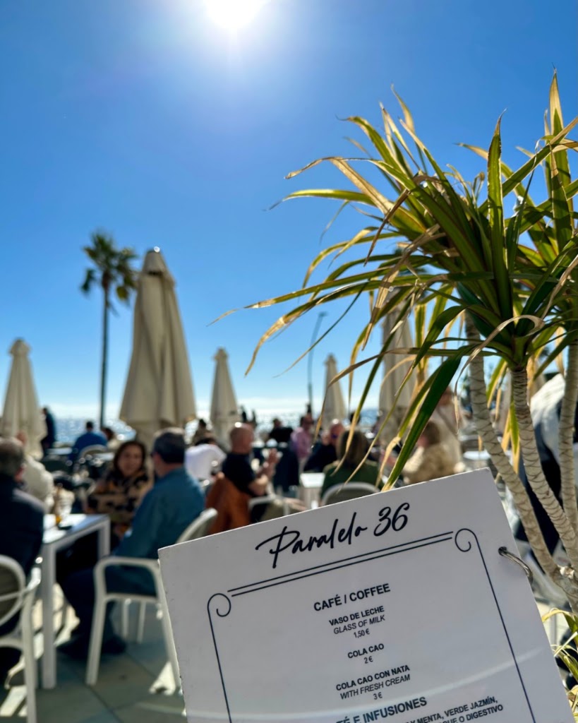 Paralelo 36 GastroBeach - Restaurante frente a la playa en Estepona, Terraza, Comida y Bebida — Carta