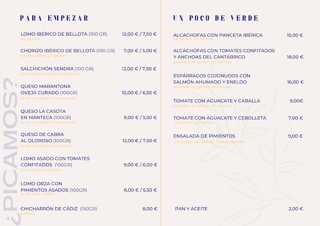 Taberna Cafecino by moya — Carta