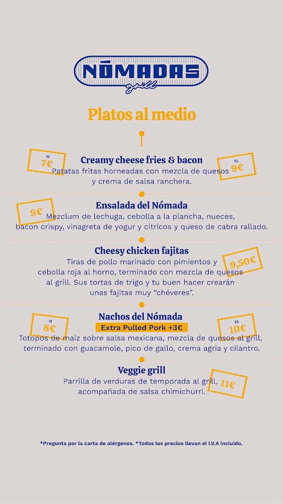 Nomadas Grill — Carta