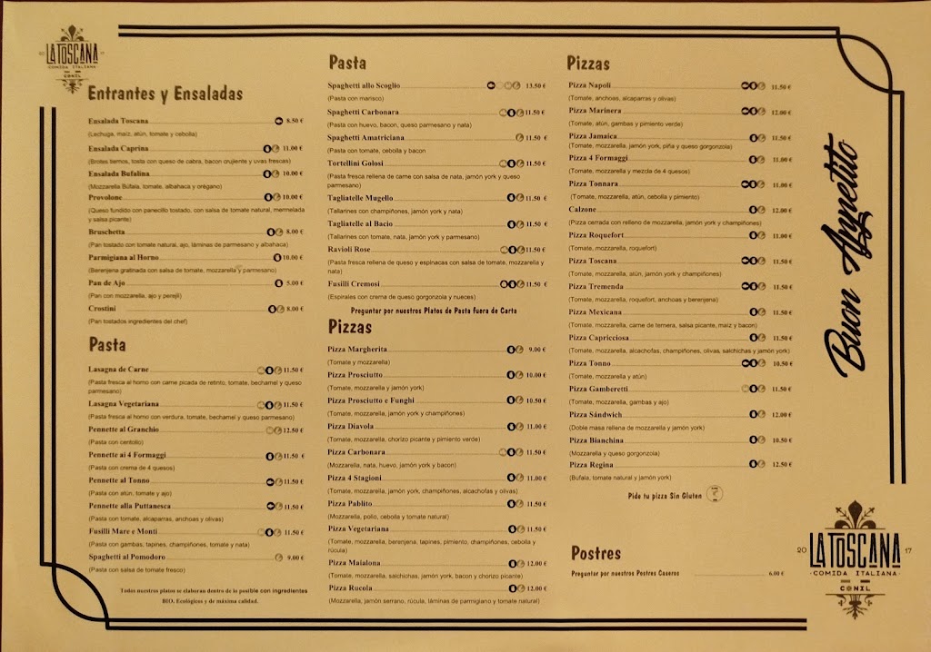 Pizzeria La Toscana di Emiliano e Daniela — Carta
