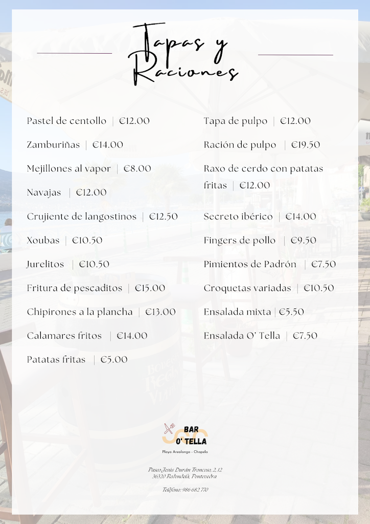 Bar O' Tella — Carta