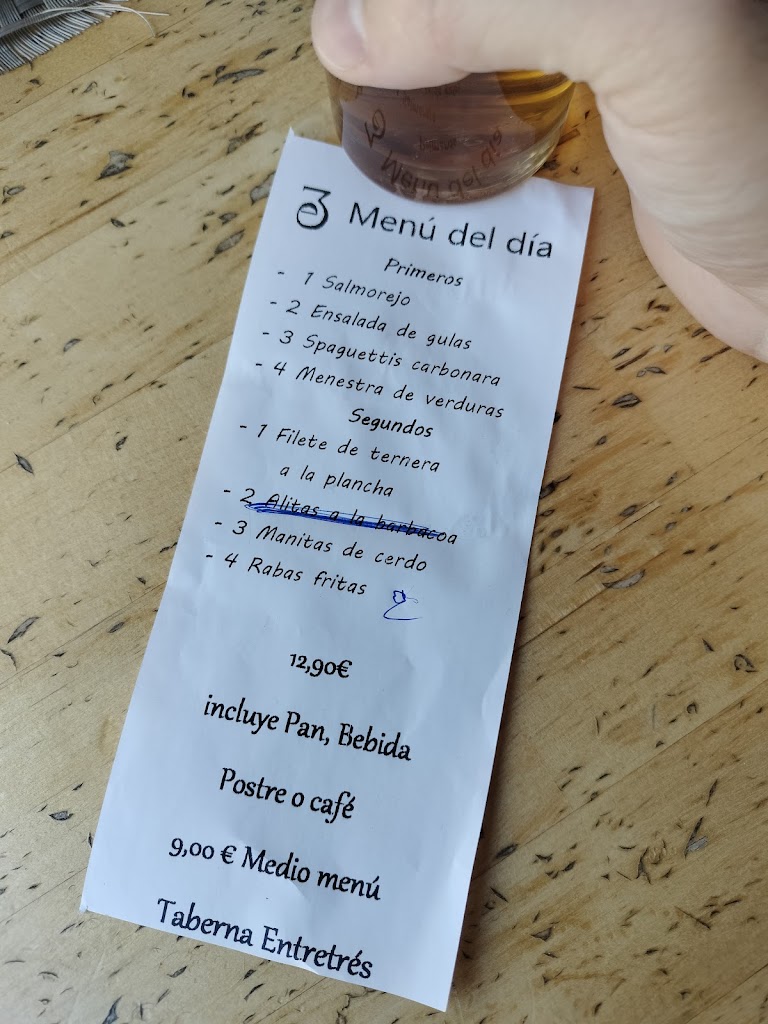 Taberna Entretres — Carta