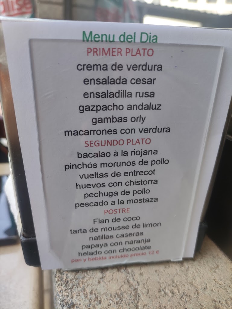 Cafeteria Mercurio — Carta