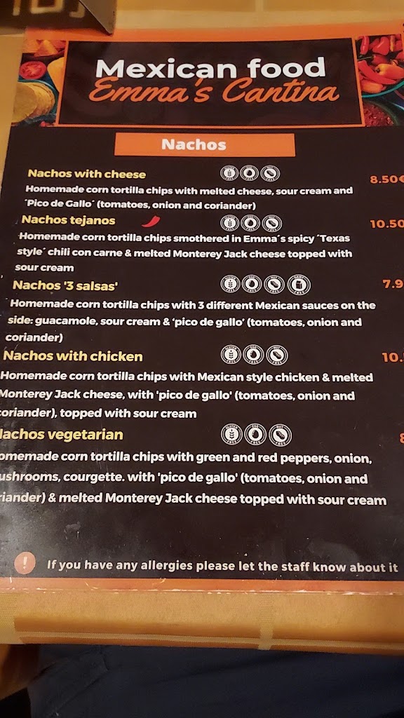 Emma's Cantina Mexicana — Carta