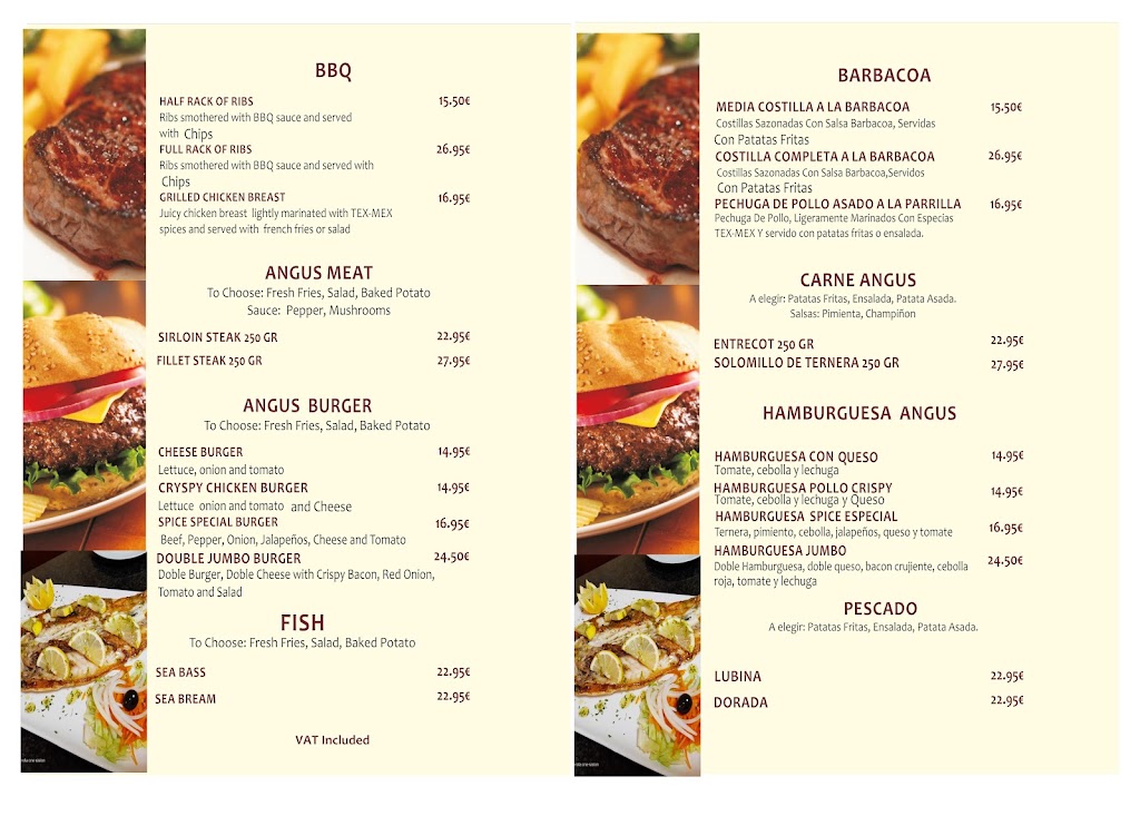 Spice Grill Restaurant - Indian Restaurant Carihuela Torremolinos — Carta
