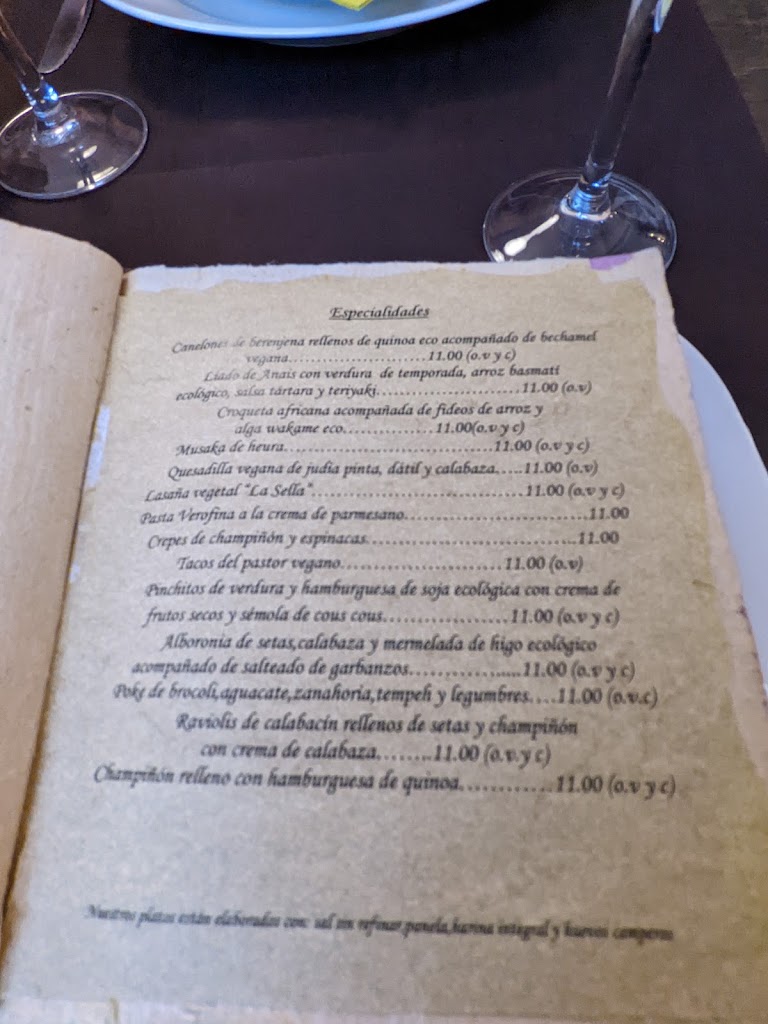 Restaurante La sella — Carta