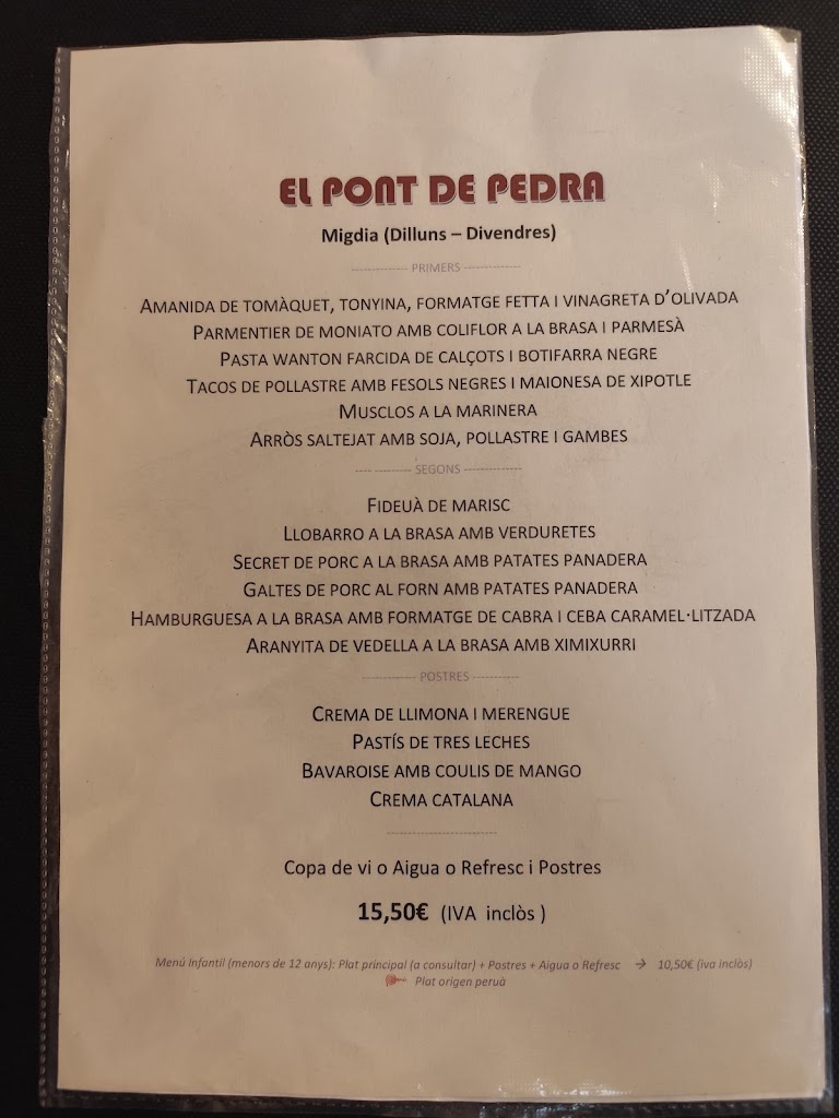 El Pont de Pedra — Carta