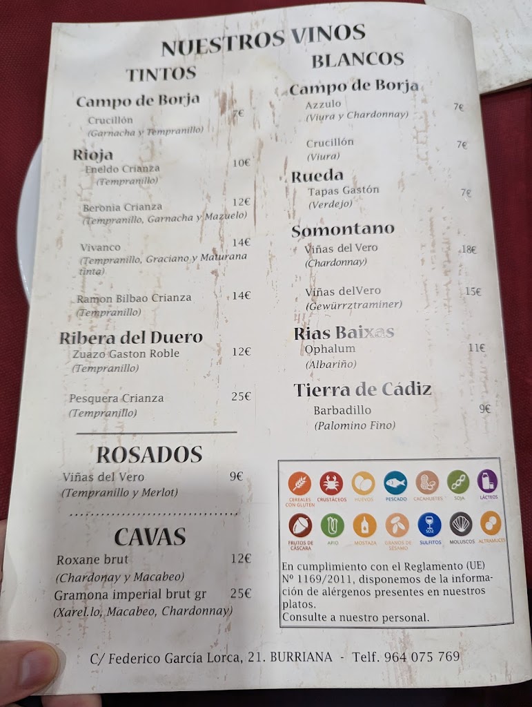 Bar Mayjo — Carta
