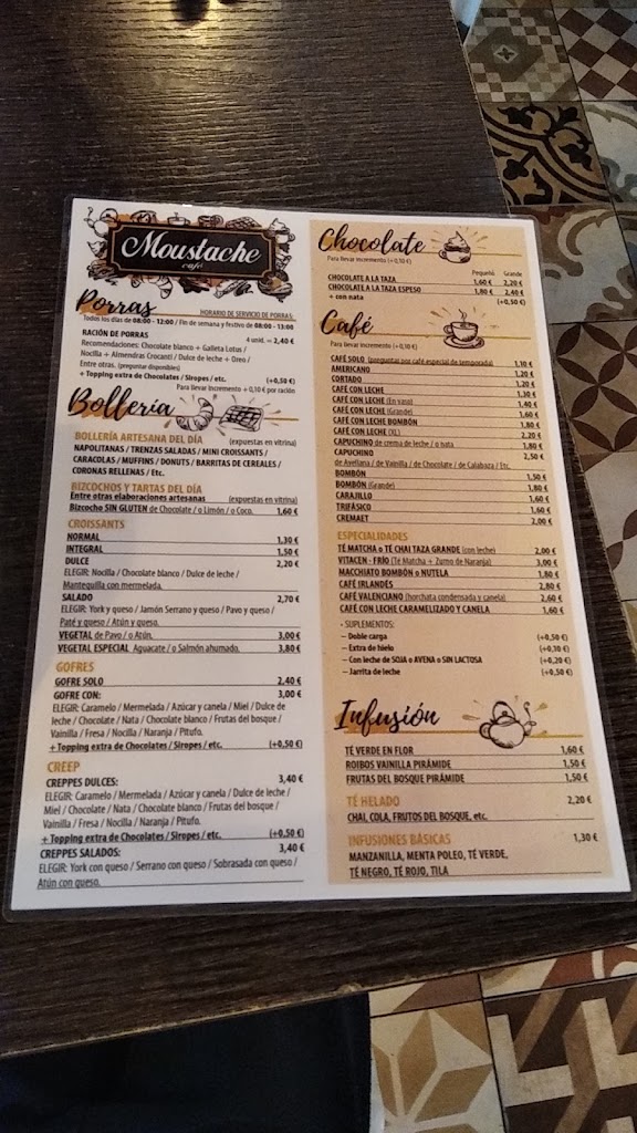 Moustache Cafe — Carta