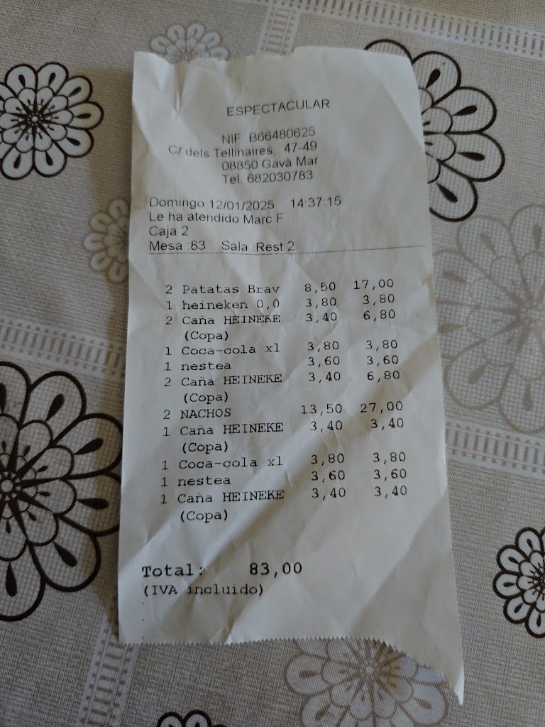 Espectacular Gava Mar — Carta