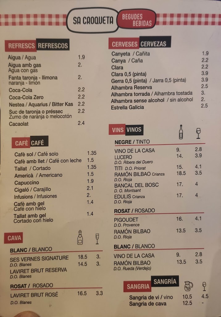 Sa Croqueta — Carta