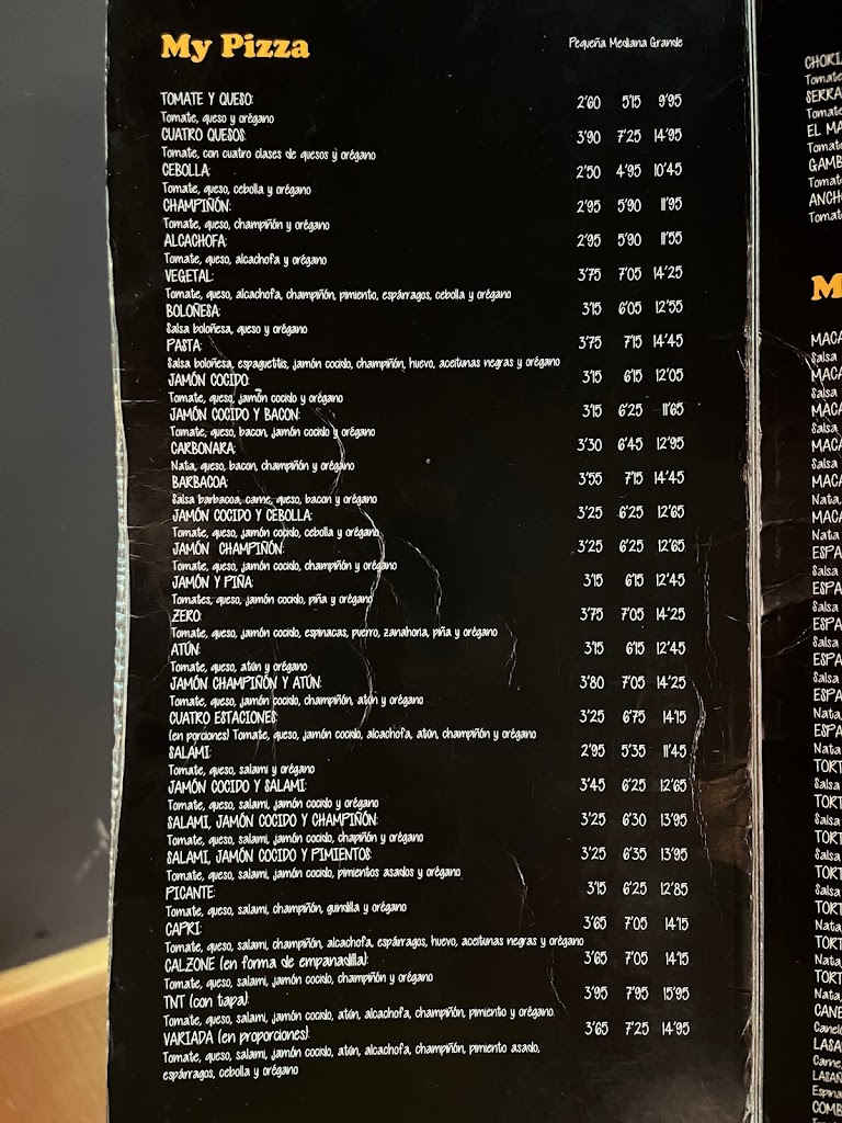 Mi Pizza — Carta