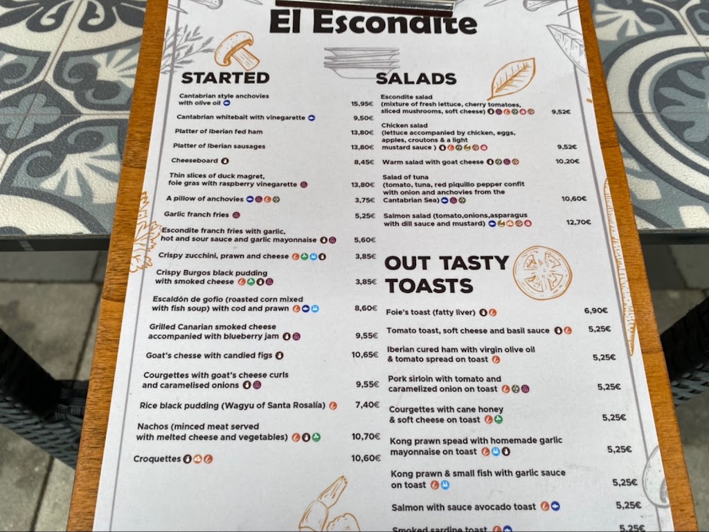 Tasquita El Escondite — Carta