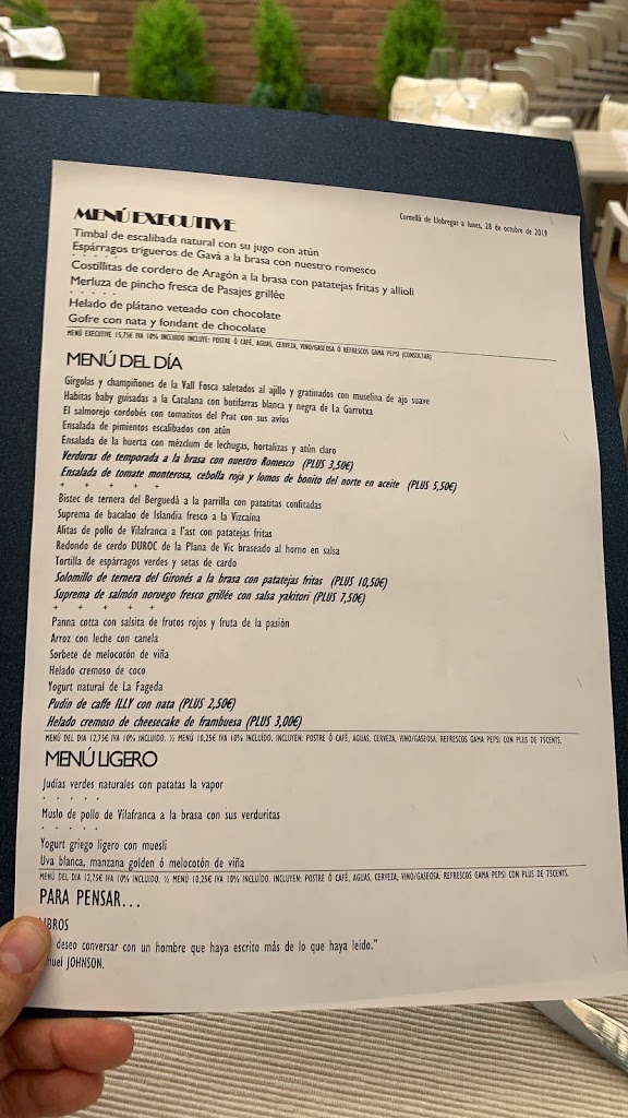 B L A U M A R I Restaurant — Carta