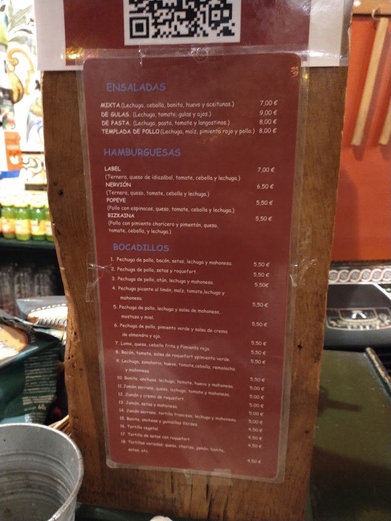 Nerbion Cafe Bar — Carta