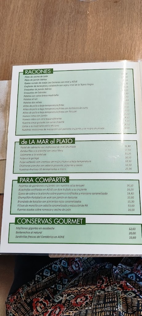 Restaurante Club Social El Guijo — Carta