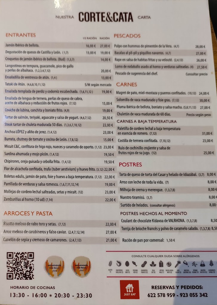RESTAURANTE CORTE Y CATA — Carta
