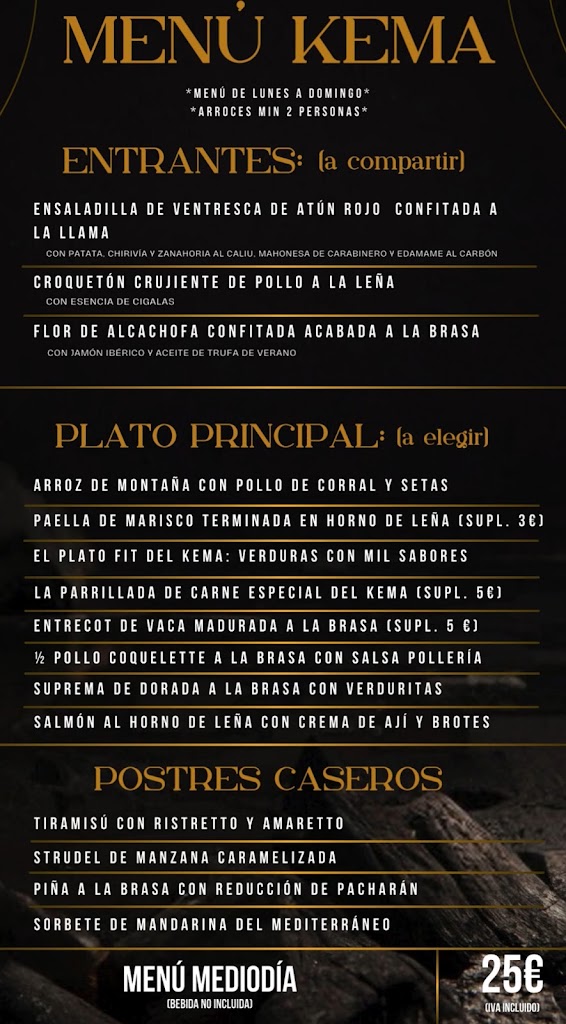 Restaurante Kema Cambrils — Carta