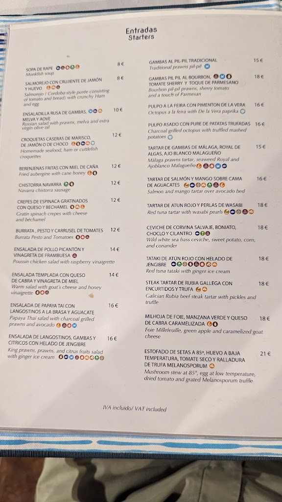 Restaurante ALMA de Miguel — Carta