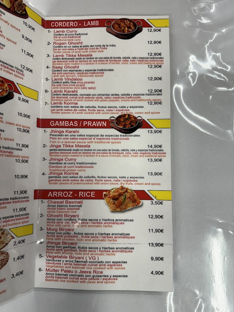 The Indian Corner — Carta