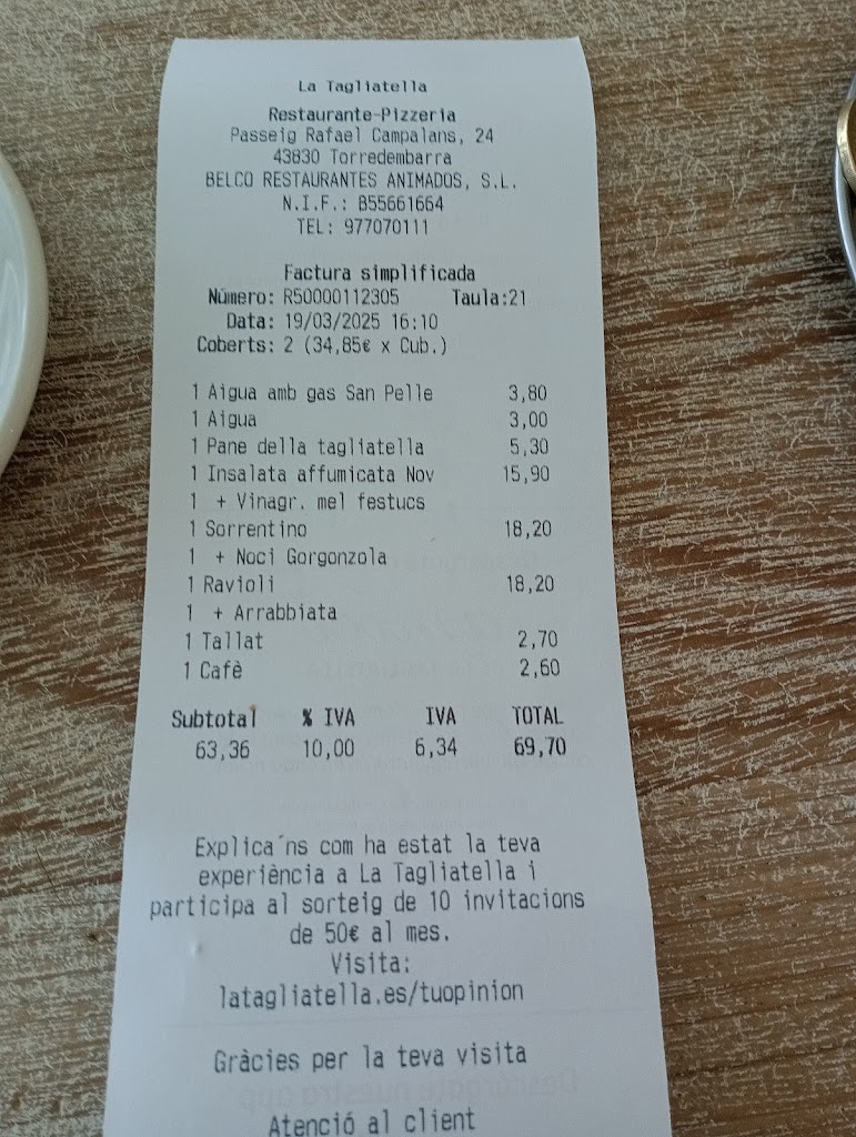 Restaurante La Tagliatella | Torredembarra — Mas recientes