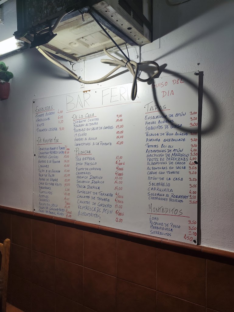 Bar Feria — Carta