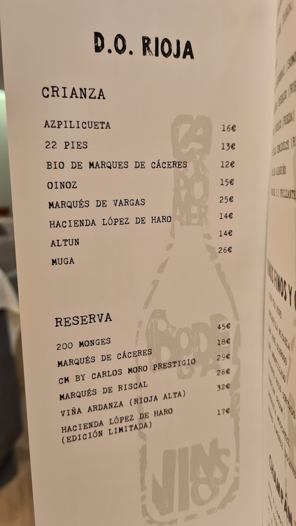 Restaurante Carboneros 27 — Carta