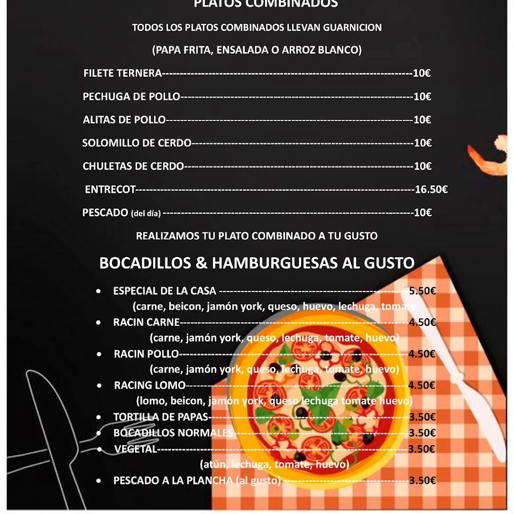 Bar La Mirada — Carta