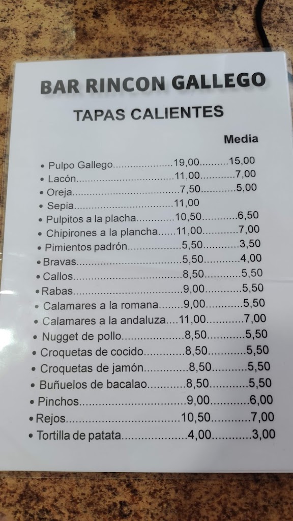 Rincon Gallego — Carta