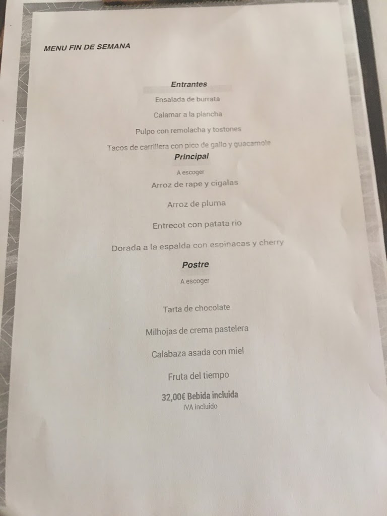 La gruta de Victor Restaurant — Carta
