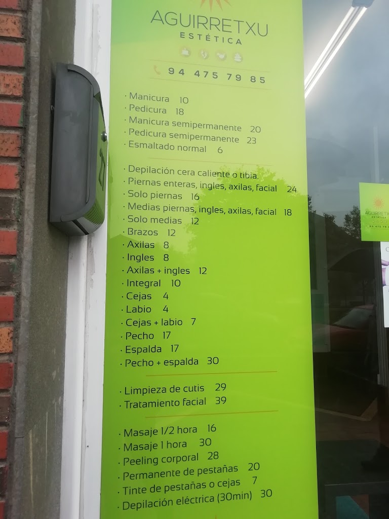 Estetica Aguirretxu — Carta