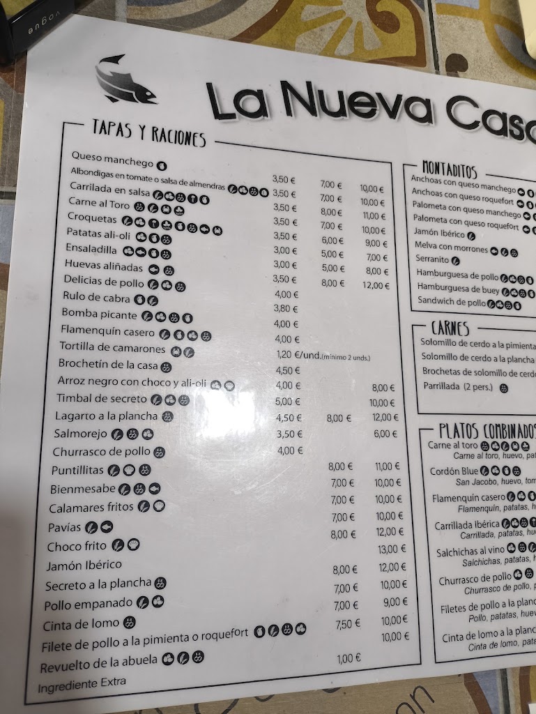 Bar Restaurante la Nueva Casa Lola Comidas Caseras — Carta