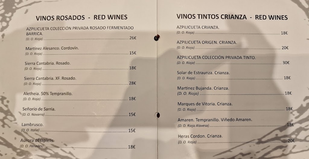 Restaurante Gure Kabi — Carta