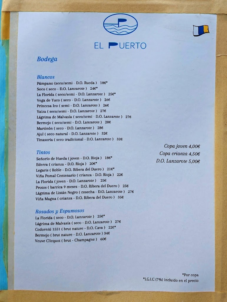 El Puerto — Carta