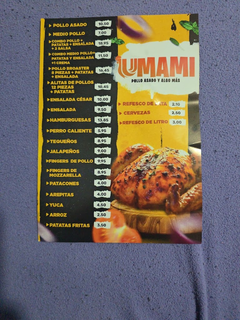 Asador de Pollos Umami Take Away — Carta