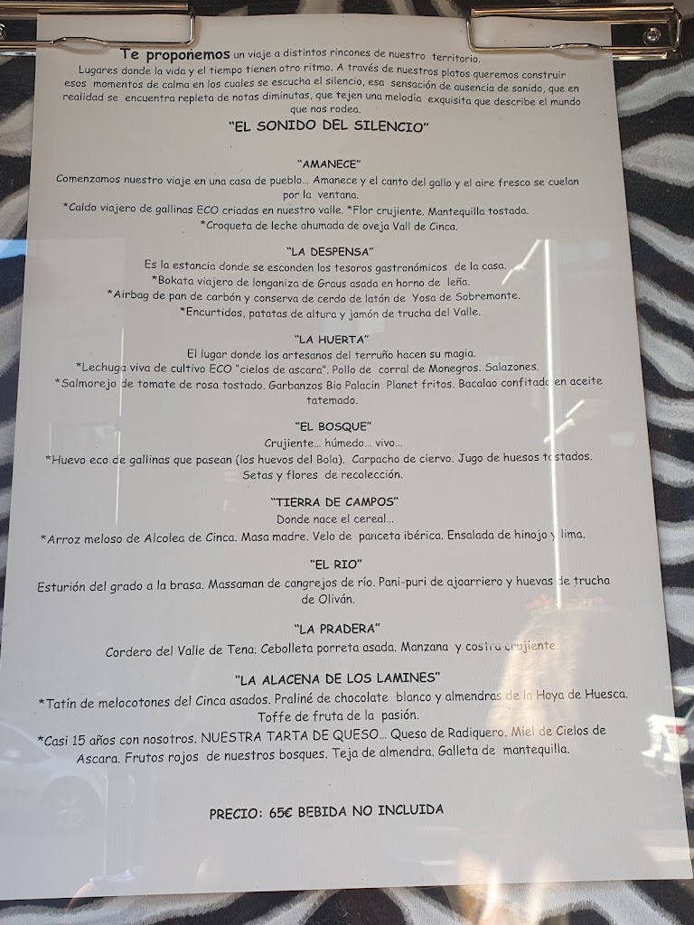 Restaurante Vidocq — Carta