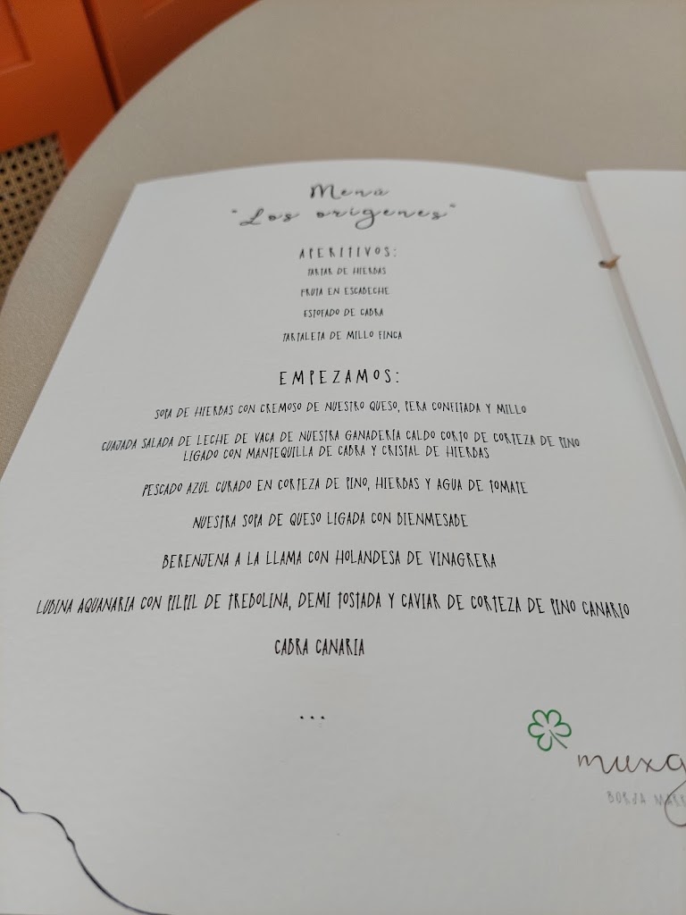 Restaurante Muxgo por Borja Marrero — Carta
