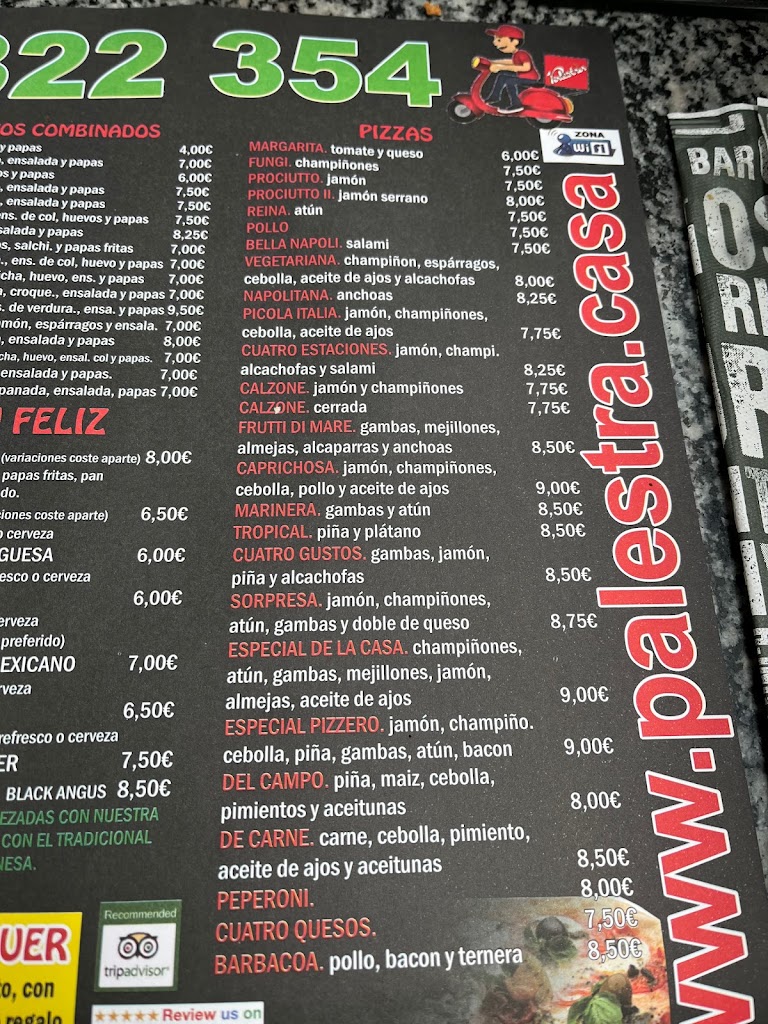 Pizzeria Palestra — Carta