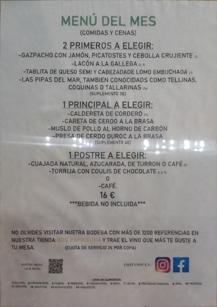 Cafeteria La Carxofeta — Carta