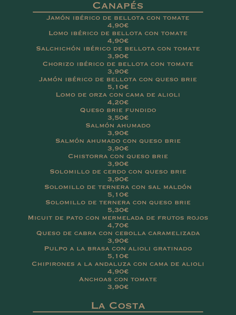 Origen Taberna Torrejon — Carta
