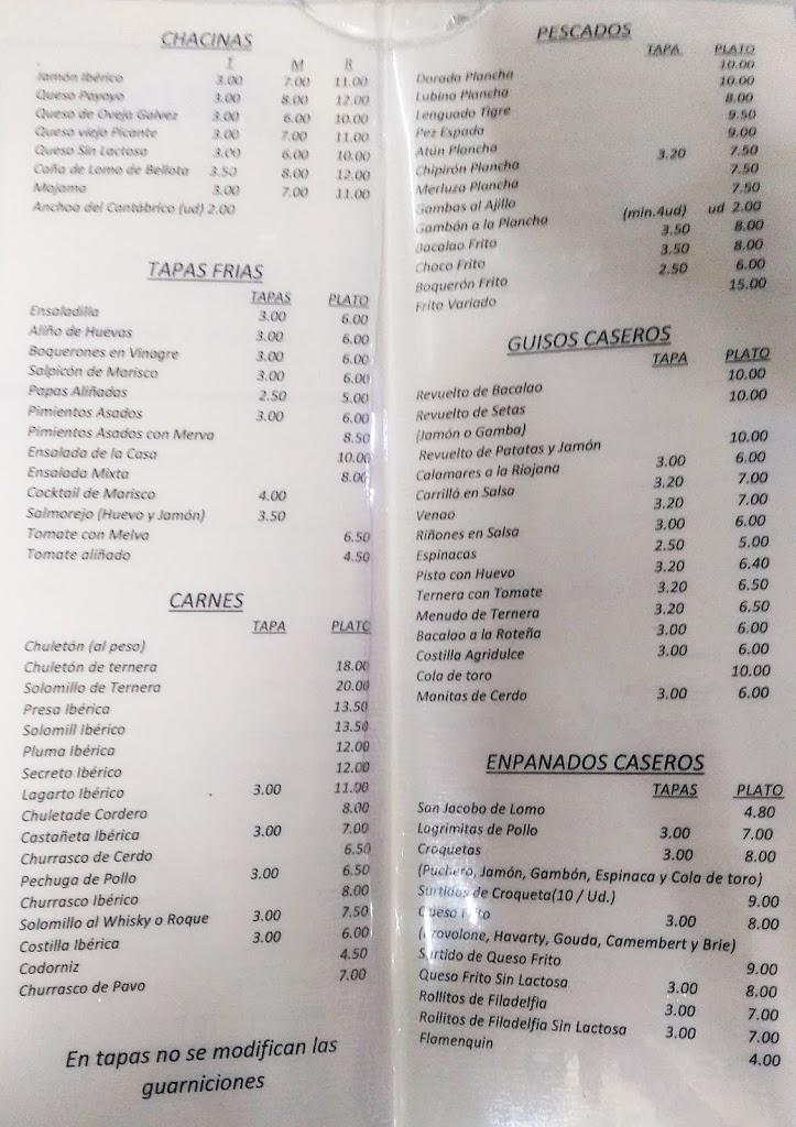 Bodega La Nina L'Antonio — Carta