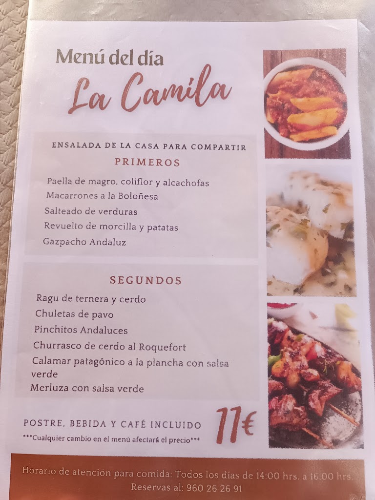 Taberna La Camila — Carta