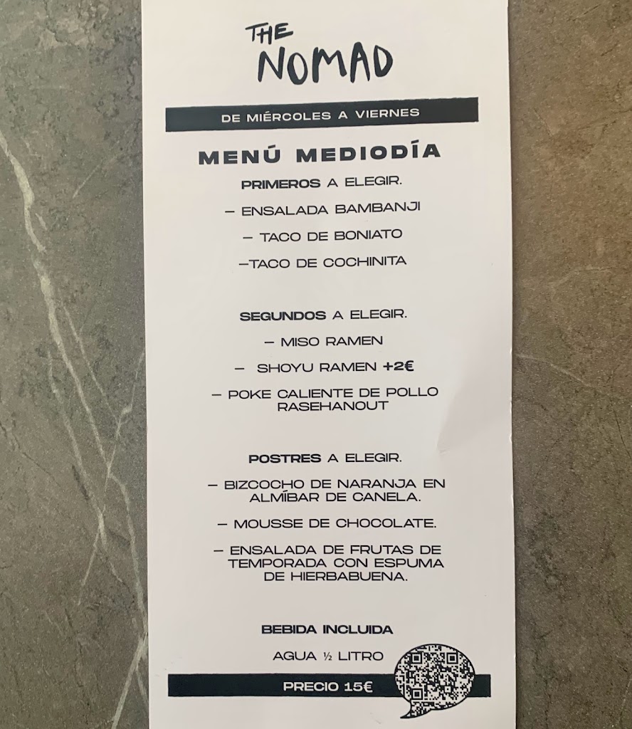 The Nomad Street Food — Carta