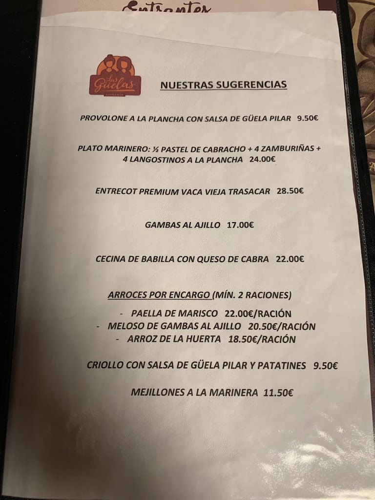 Sidreria Las Guelas — Carta