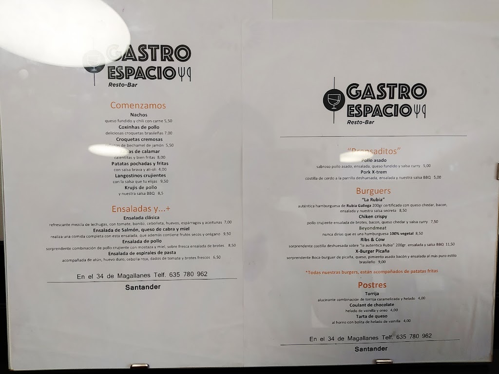 Gastro Espacio — Carta