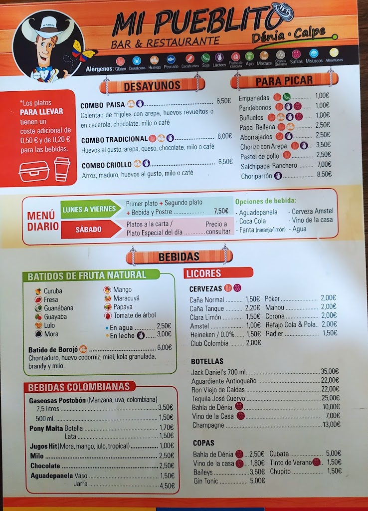 Restaurante Mi Pueblito Denia — Carta